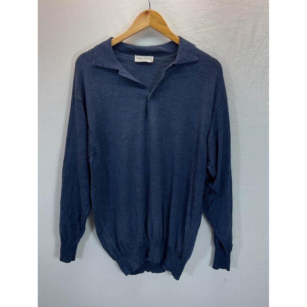Bullock & Jones Polo Men XL silk/cashmere blend sweater Italy Navy Blue collared